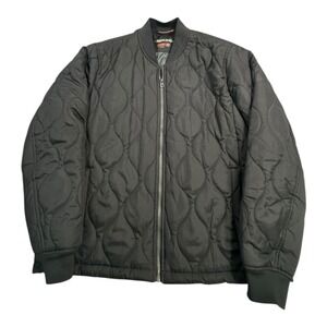 Hawke & Co Mens XL Quilted Bomber Jacket Black Performance Dynamic Sport Zip